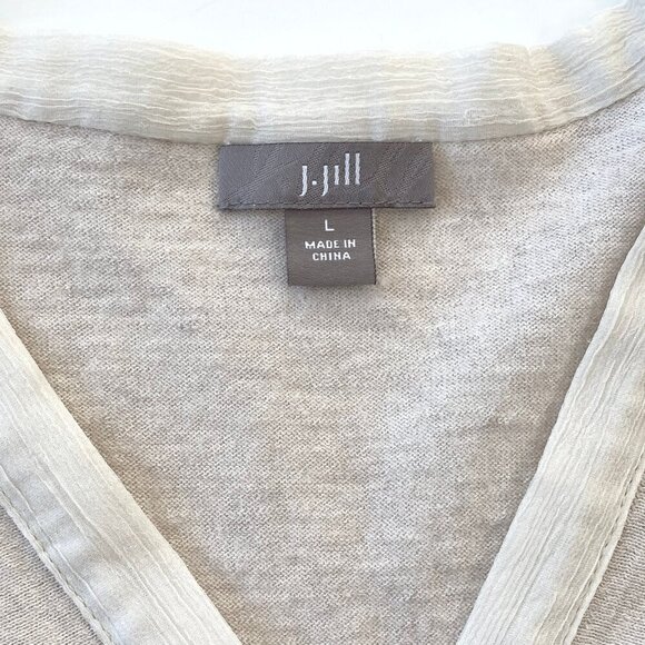 J. Jill Merino Wool Blend Henley Sweater Top V-Neck Silk Trim Lightweight Knit - Picture 6 of 15